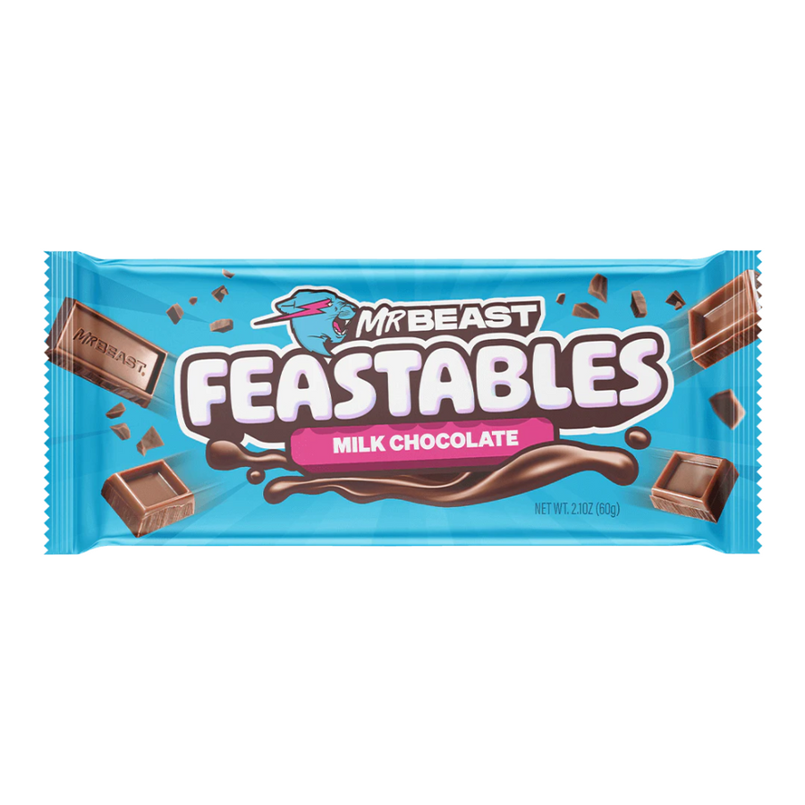 Confezione da 10, Mr Beast Feastables Milk Chocolate da 60g.