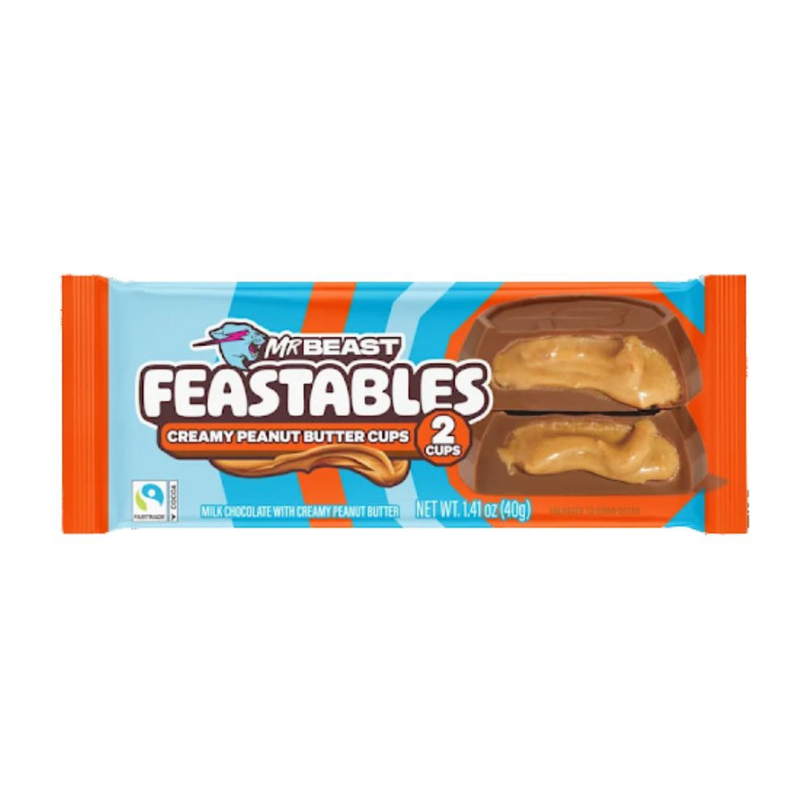 Confezione da 24, Mr Beast Feastables Creamy Peanut Butter Cups da 40g.
