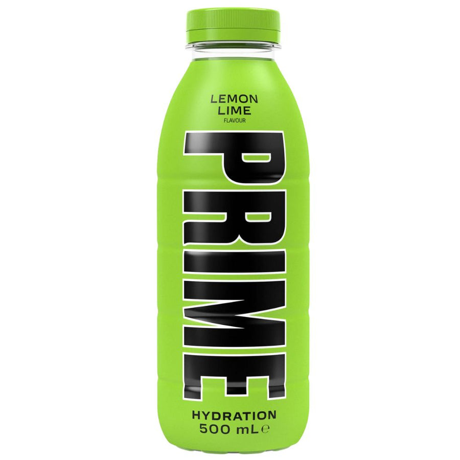 Confezione da 12, bevanda aromatizzata al gusto di limone e lime da 500ml Prime.