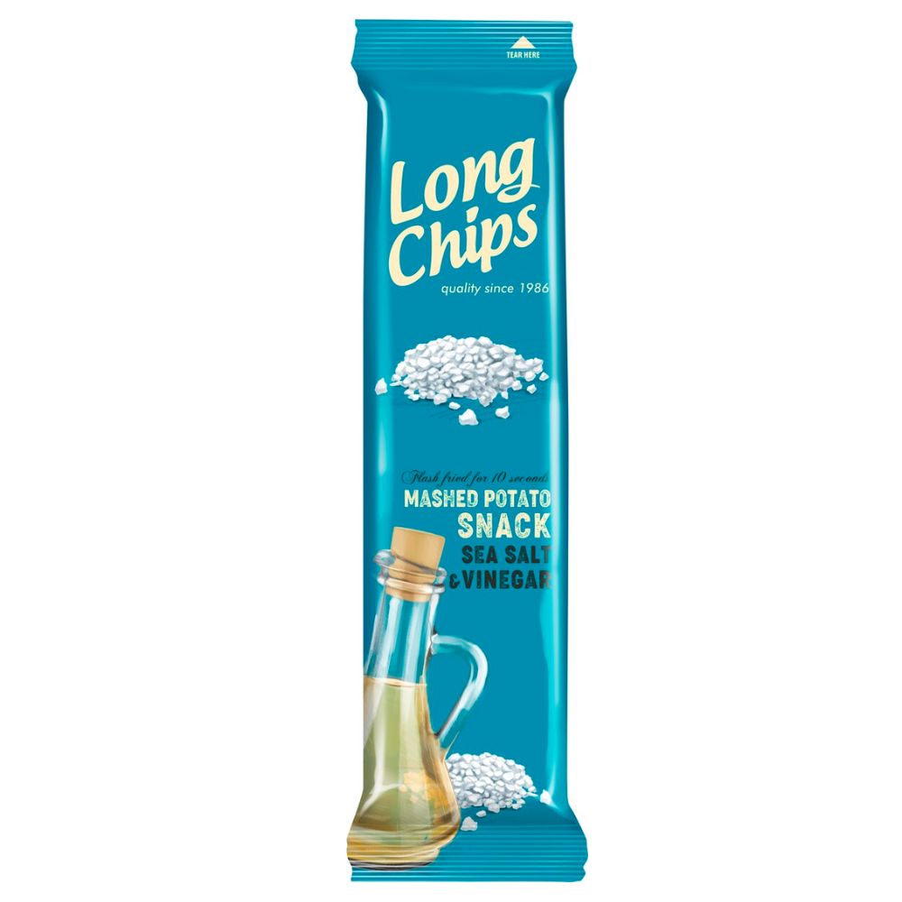 Confezioni da 75g di patatine lunghe al sale e aceto Long Chips Salt Vinegar