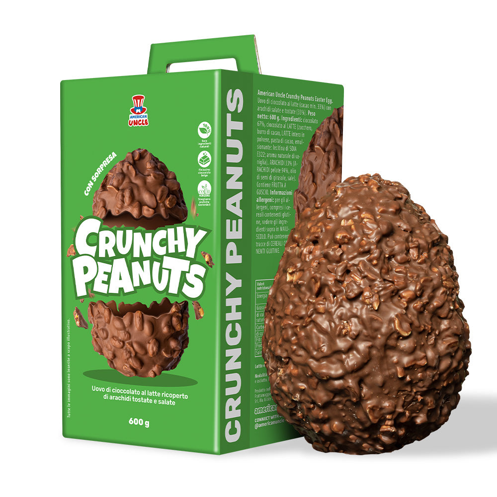 American Uncle Crunchy Peanuts Easter Egg, milk chocolate Easter egg covered with salted roasted peanuts 600g 