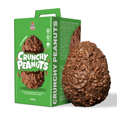 American Uncle Crunchy Peanuts Easter Egg, uovo di Pasqua di cioccolato al latte ricoperto di arachidi tostate salate da 600g