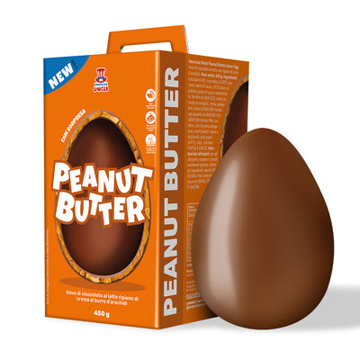 American Uncle Peanut Butter Easter Egg, œuf de Pâques en chocolat au lait fourré de crème au beurre de cacahuète de 450 g 