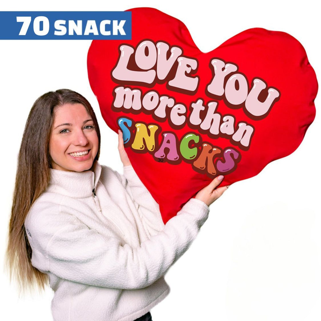 Valentine’s Heart XXL, cuscino a forma di cuore con 70 snack dolci e salati a sorpresa