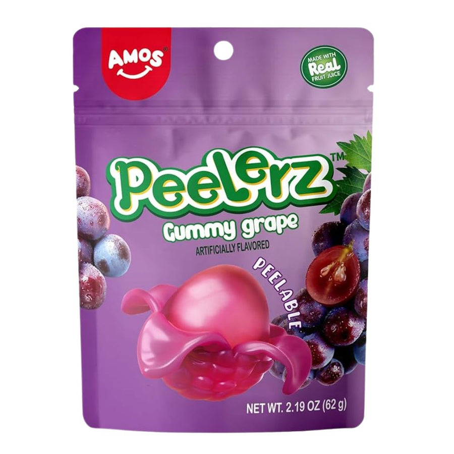 Confezione da 24, caramelle gommose al gusto di uva da 65g Amos.