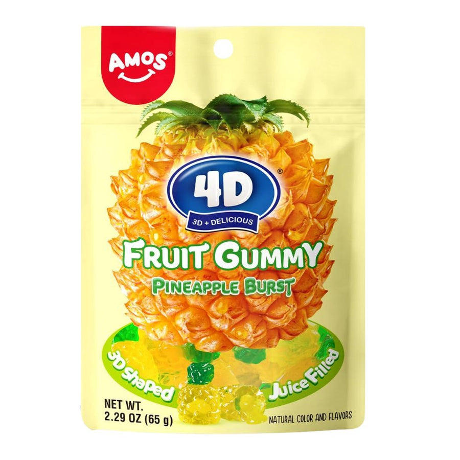 Confezione da 12, caramelle gommose al gusto e a forma di ananas da 65g Amos 4D.
