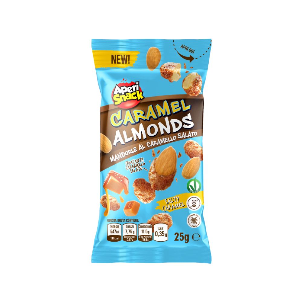 Aperi Snack Caramel Almonds, mandorle al caramello salato da 25g (Confezione da 40)