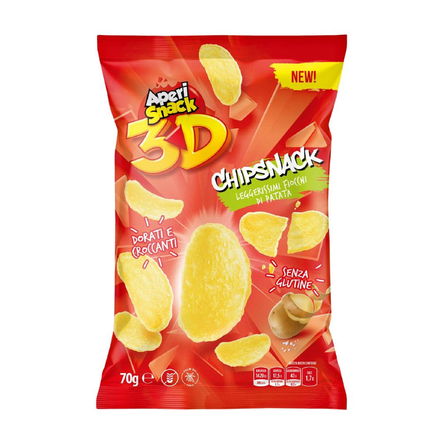 Confezione da 16, fiocchi di patata disidratata e fritta da 70g Aperisnack.