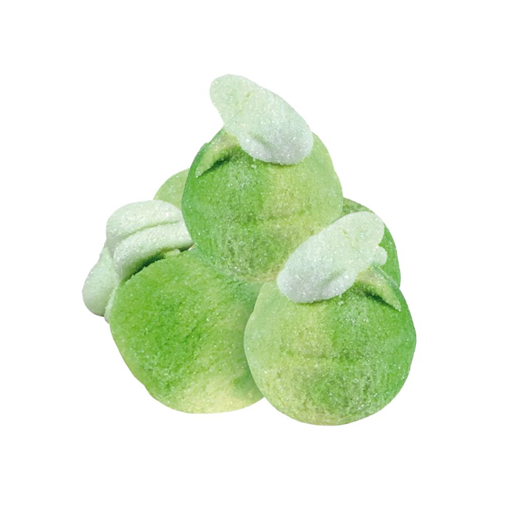 Confezione da 1kg, marshmallow a forma di mela e ripieni di gelatina al gusto di mela Bulgari.