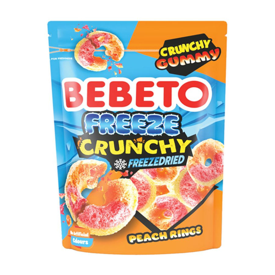 Confezione da 12, caramelle gommose al gusto pesca liofilizzate da 35g Bebeto.