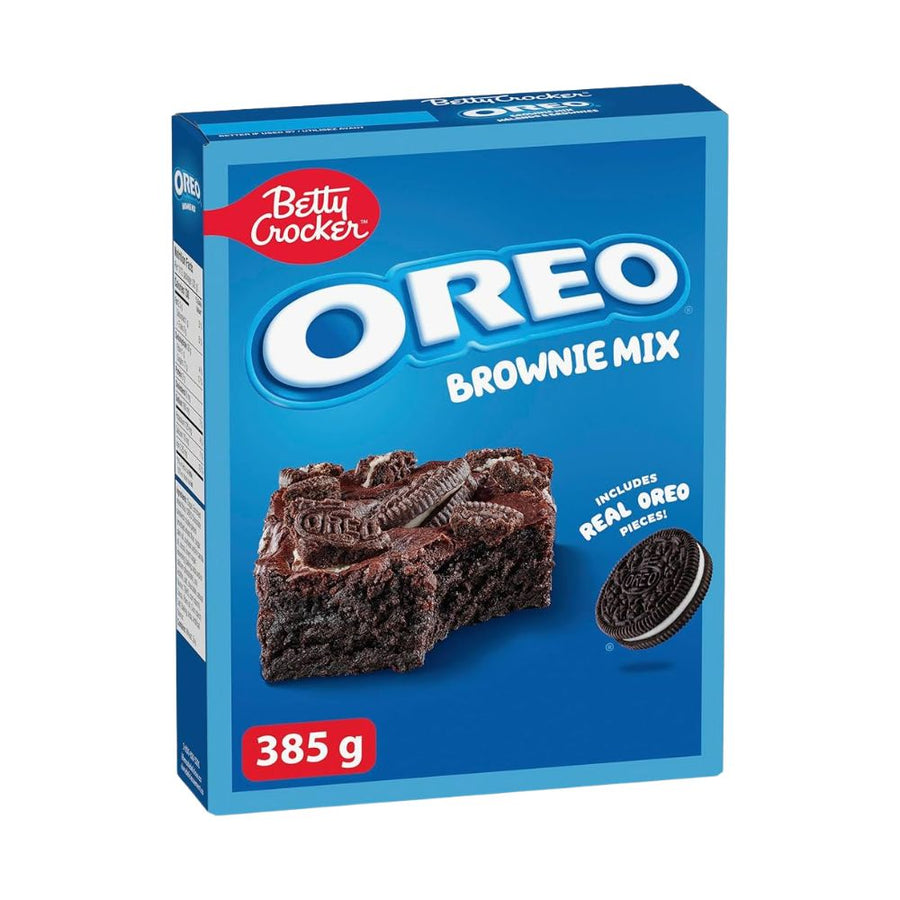 Betty Crocker Brownie Mix Oreo, preparato per brownie con pezzi di biscotti al cioccolato Oreo da 385g (Confezione da 6)