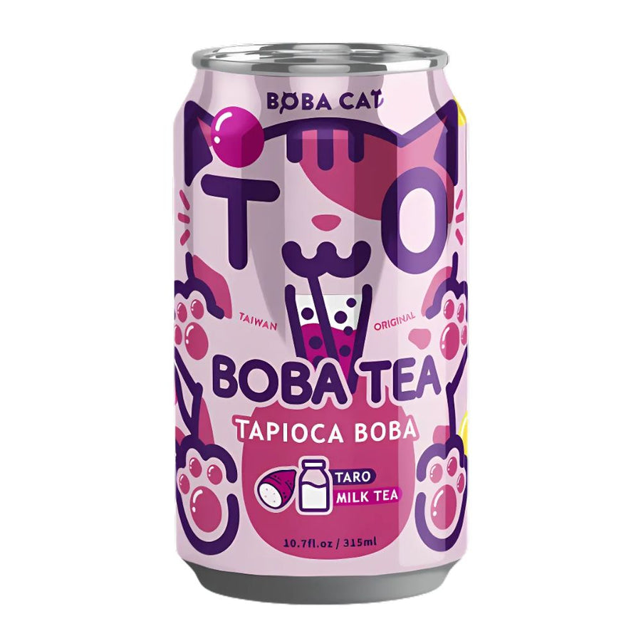 Confezione 24, Boba Cat Boba Tea Taro Milk Tea da 315ml.