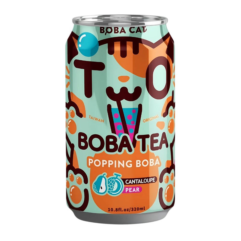 Confezione da 24, Boba Cat Boba Tea Cantaloupe Pear da 320ml.