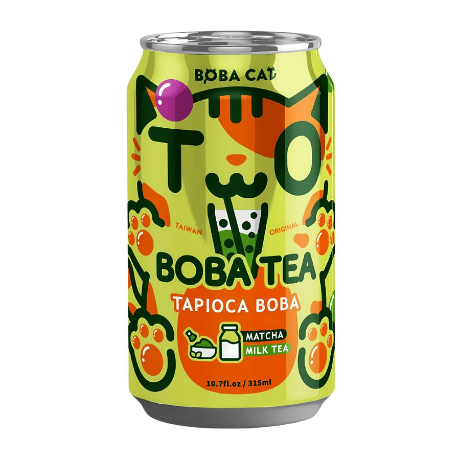 Confezione da 24, Boba Cat Boba Tea Matcha &amp; Milk da 320ml.