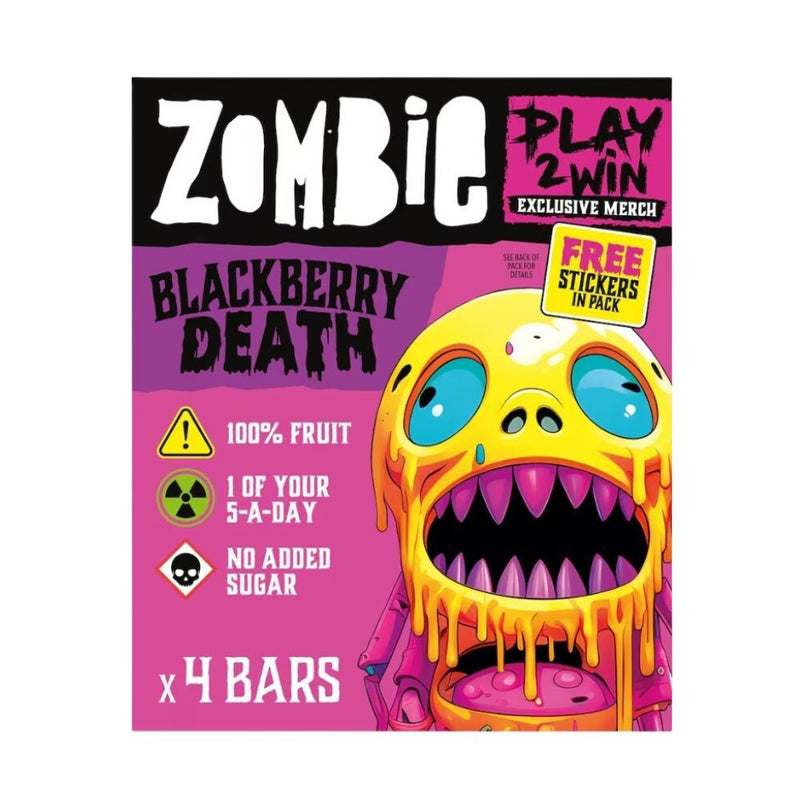 Confezione da 10, Zombie Blackberry Death Fruit Bars da 100g.