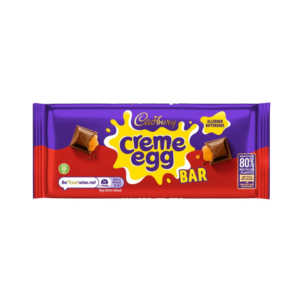 Cadbury Creme Egg Bar, tavoletta di cioccolato al latte ripiena di caramello da 123g (Confezione da 16)