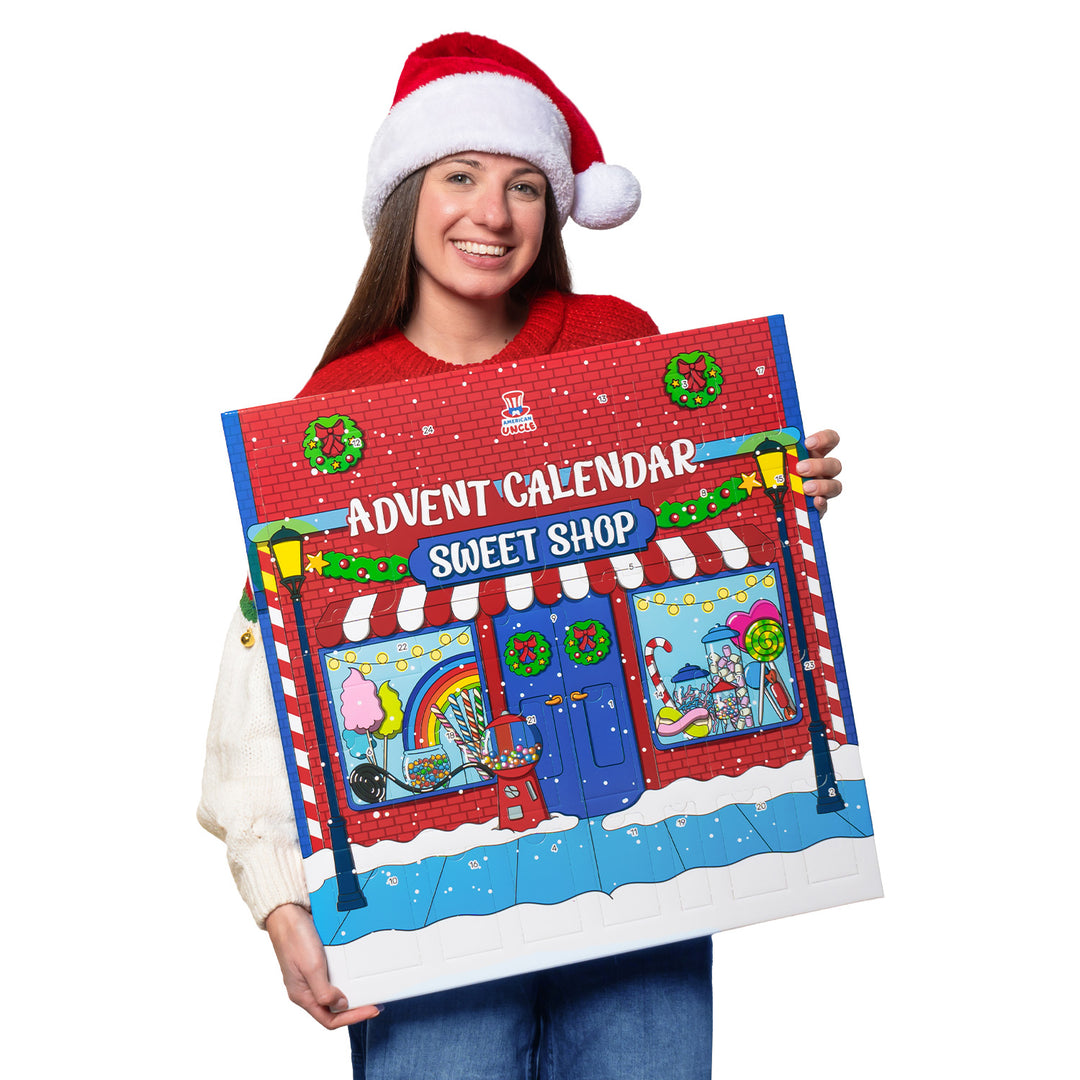 American Uncle Sweet Shop, Calendrier de l'Avent avec 24 snacks sucrés et bonbons du monde entier 