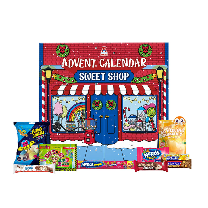 American Uncle Sweet Shop, Calendrier de l'Avent avec 24 snacks sucrés et bonbons du monde entier 