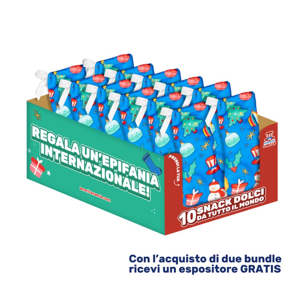 American Uncle Calza dell’Epifania Mini, 6 Calze della Befana da 10 snack internazionali dolci da 318,8 g.