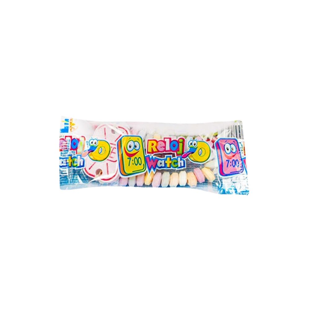 Confezione da 100, caramella da 14g alla frutta a forma di orologio.