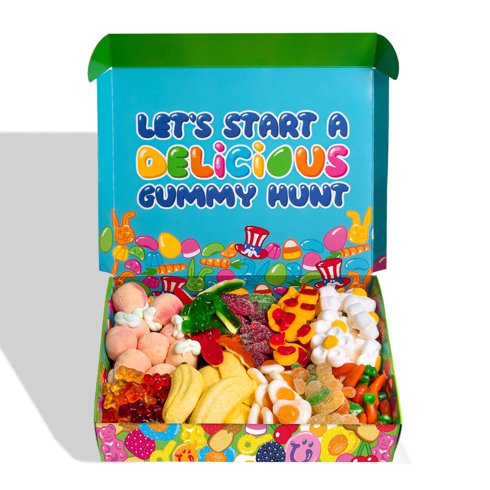 Wunnie box "Happy Easter", box of gummy candies and marshmallows with 10 surprise flavors weighing 1 kg 