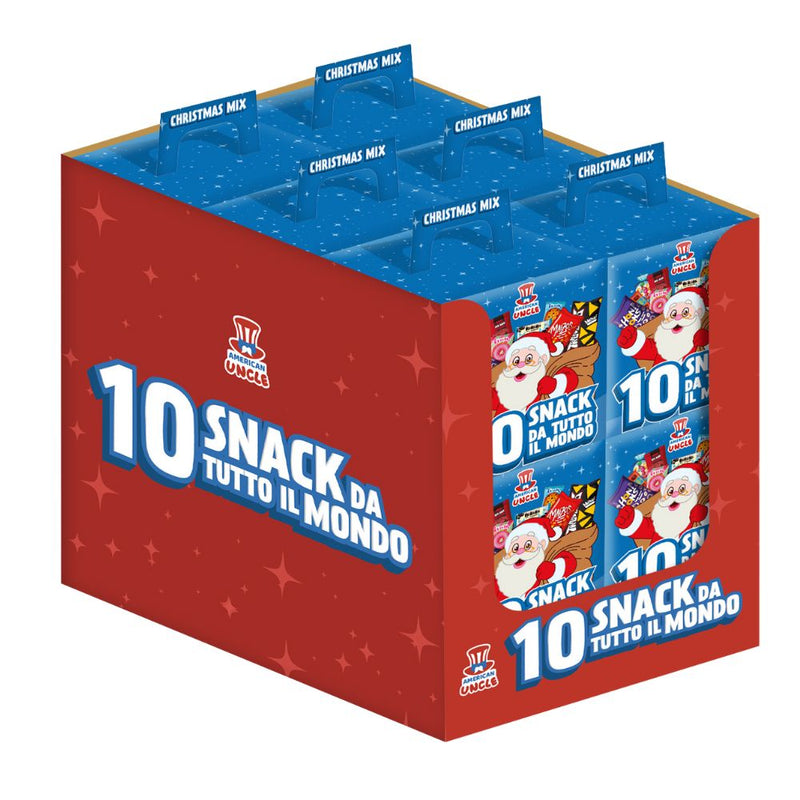 American Uncle Christmas Mix, assortiment de 10 snacks internationaux sucrés et salés de 307,8 g (paquet de 12) 