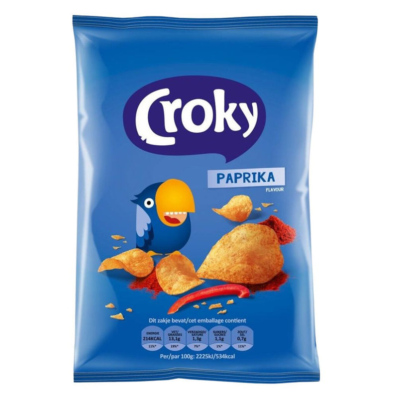 Confezione da 20, patatine al gusto di paprika da 40g Croky.