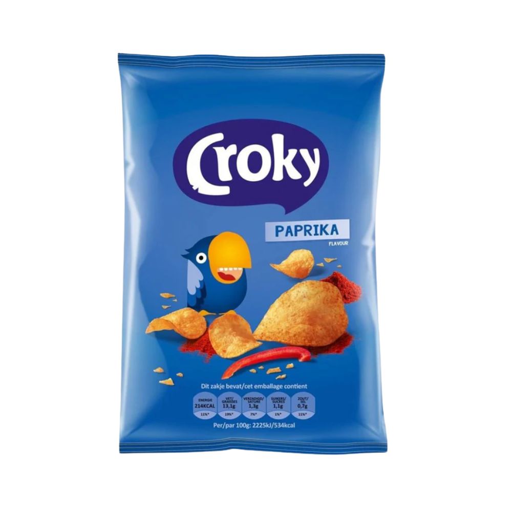 Confezione da 20, patatine al gusto di paprika da 40g Croky.