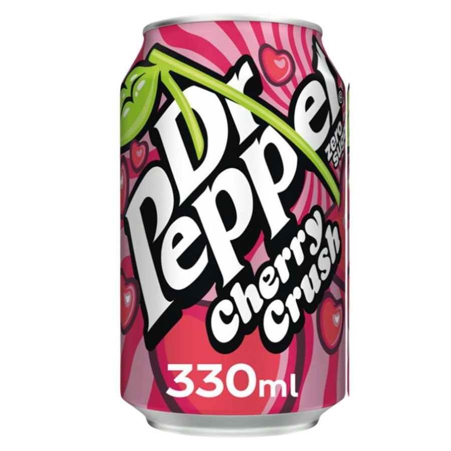 Dr Pepper Zero Cherry Crush, bevanda gassata senza zuccheri al gusto di ciliegia da 330ml (Confezione da 24)