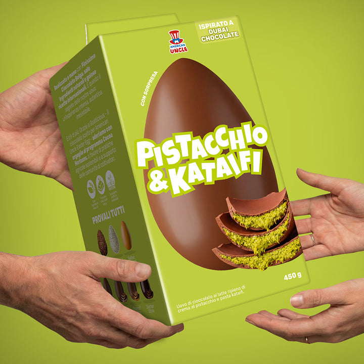 American Uncle Sacher Style Easter Egg, uovo di Pasqua di cioccolato fondente ripieno di crema fondente e purea di albicocche da 450 g