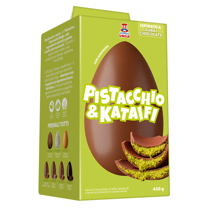 American Uncle Sacher Style Easter Egg, uovo di Pasqua di cioccolato fondente ripieno di crema fondente e purea di albicocche da 450 g