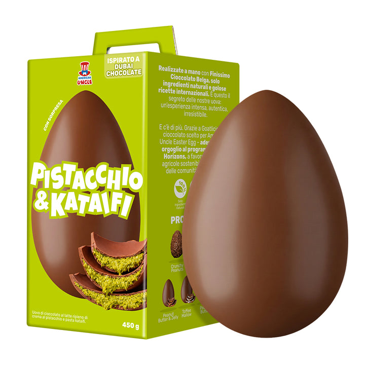 American Uncle Sacher Style Easter Egg, uovo di Pasqua di cioccolato fondente ripieno di crema fondente e purea di albicocche da 450 g