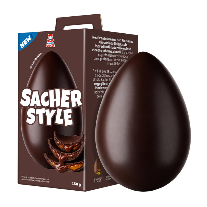 American Uncle Sacher Style Easter Egg, dark chocolate Easter egg filled with dark cream and apricot puree, 450 g 