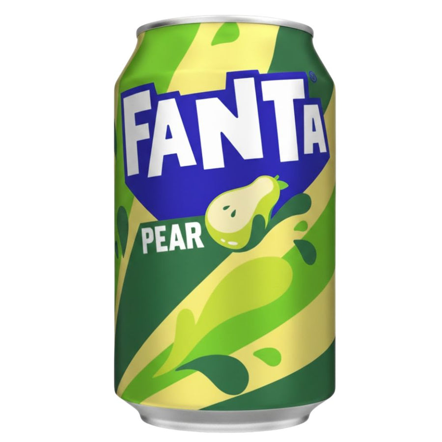 Confezione da 24 di Fanta Pear, bevanda al gusto di pera da 330ml.