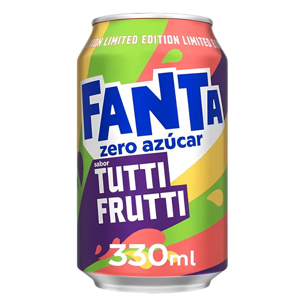 Confezione da 24, bevanda analcolica al gusto tutti frutti da 330ml Fanta.