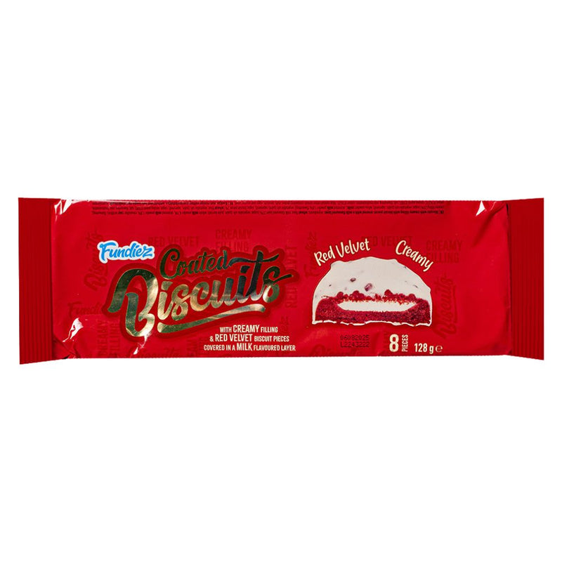 Confezione da 24, biscotti ricoperti di cioccolato bianco e pezzi di torta red velvet da 128g Fundiez.