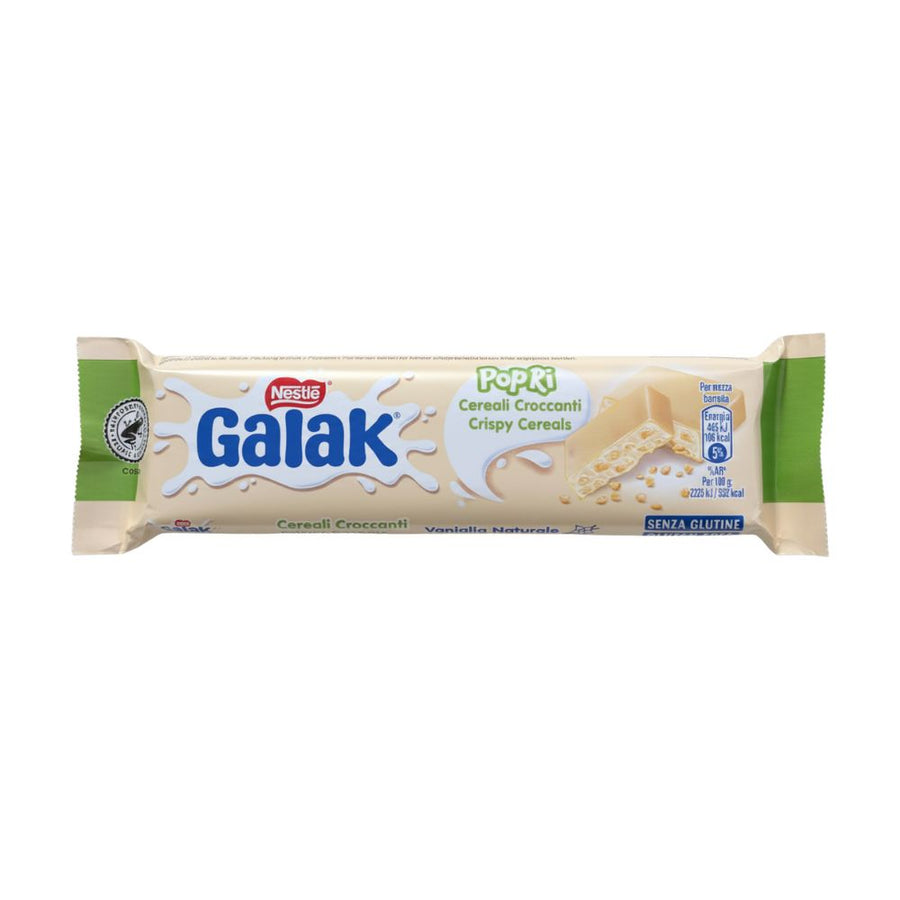 Galak Popri, cioccolato bianco con cereali croccanti da 40g (Confezione da 36).