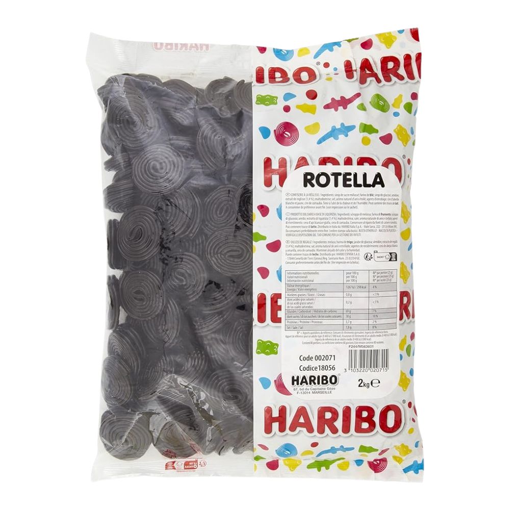 Haribo Rotelle, Süßigkeiten mit Lakritzgeschmack (Packung mit 2 kg) 