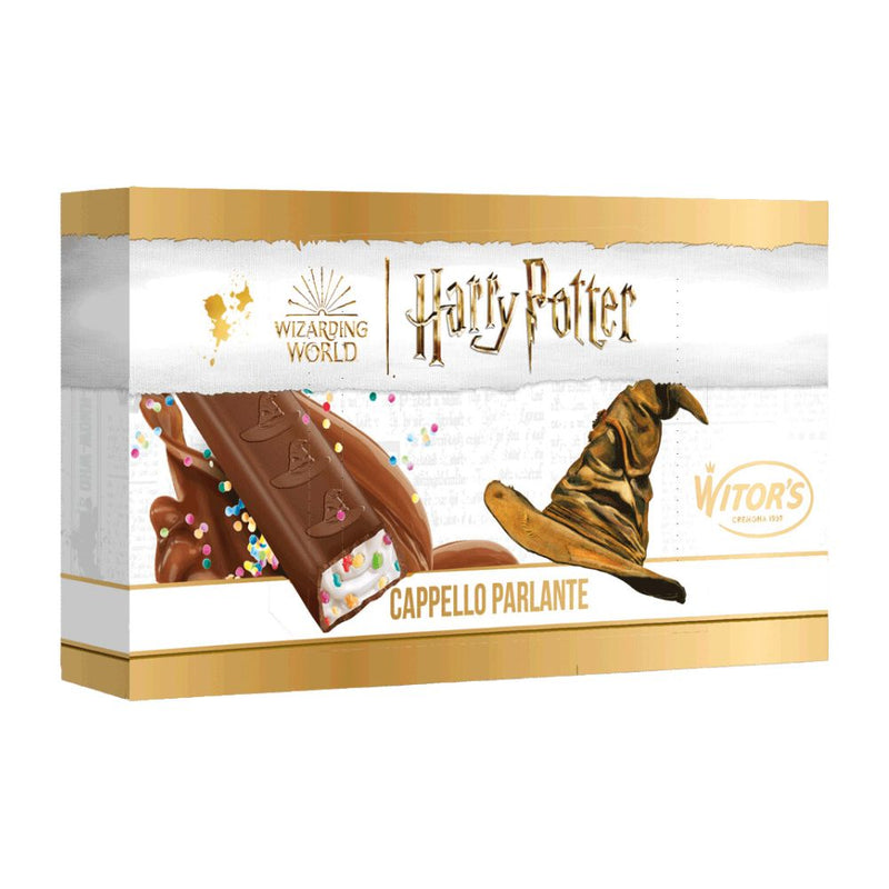 Harry Potter Mini Choco Bar Chapeau de tri, barre de chocolat au lait avec un crémeux fourrage au lait et des bonbons pétillants de 100g (Paquet de 28) 