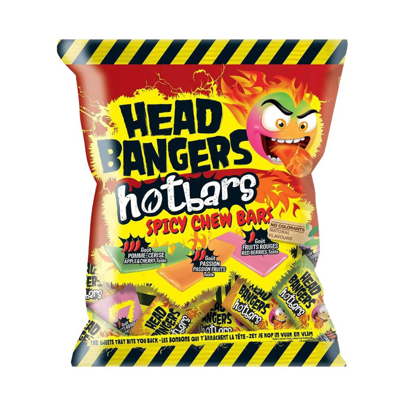 Headbangers Hot Bars Spicy Chew Bars, caramelle piccanti al gusto di frutta da 180g (confezione da 16)