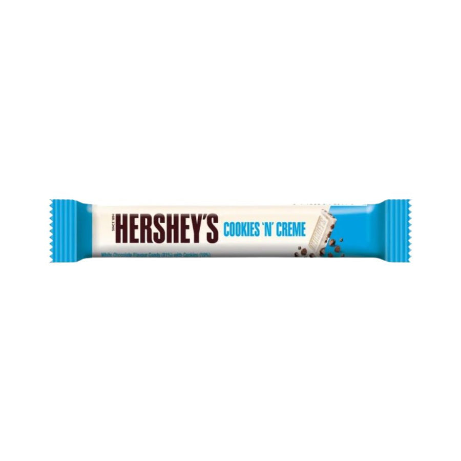 Hershey's Cookies 'n' Creme, cioccolato bianco con pezzi di biscotti da 15g.