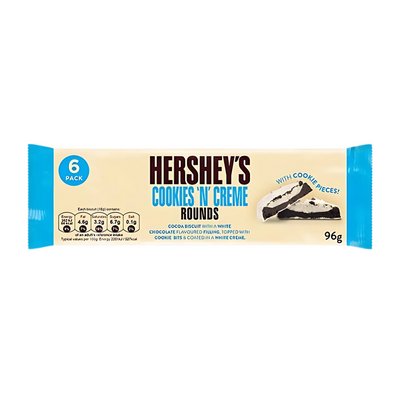 Confezione da 10, 6 biscotti ricoperti di cioccolato bianco da 96g Hershey's.