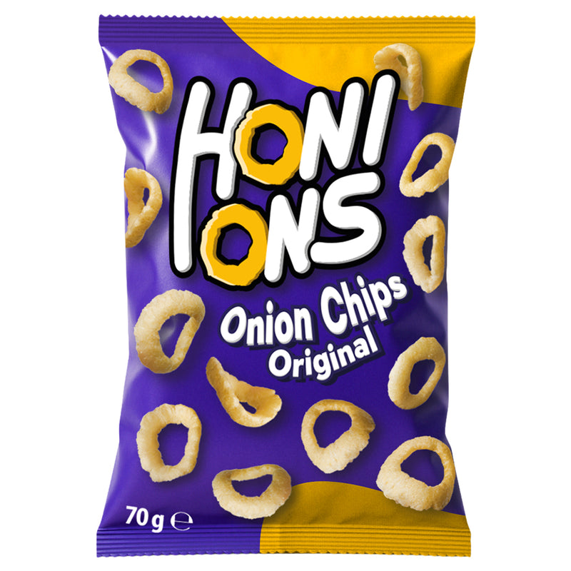 Confezione da 70g di chips di cipolla Honions
