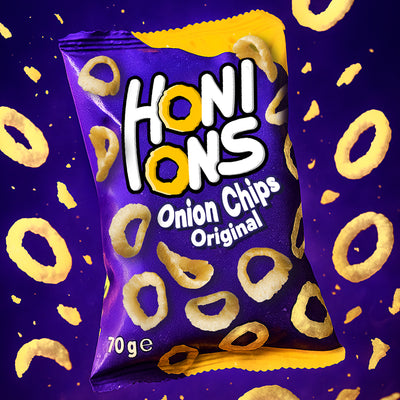 Honions Onion Rings, uienringen chips van 70g (verpakking van 16) 