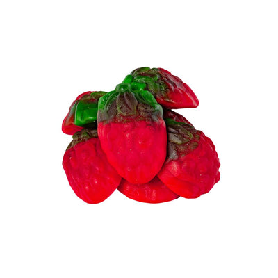 Confezione da 1kg, caramelle gommose ripiene al gusto di fragola.