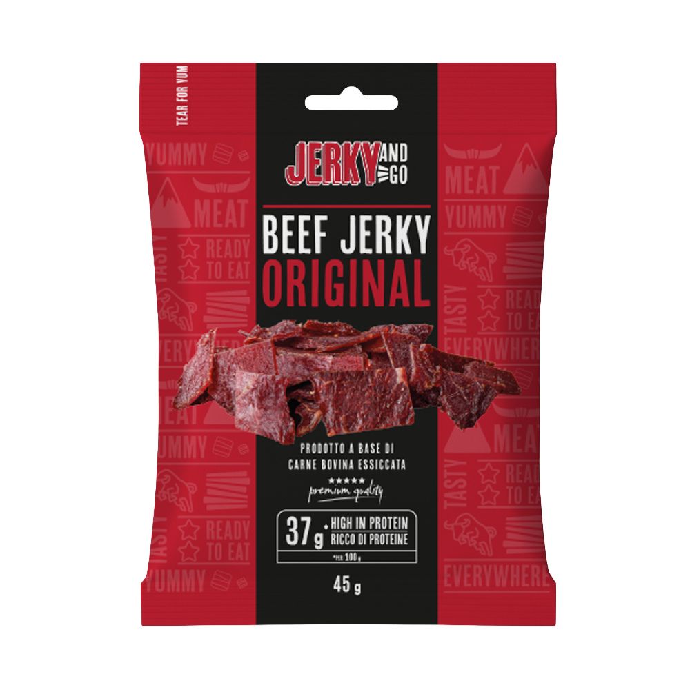 Confezione da 10, Jerky and Go Beef Jerky Original da 45g.