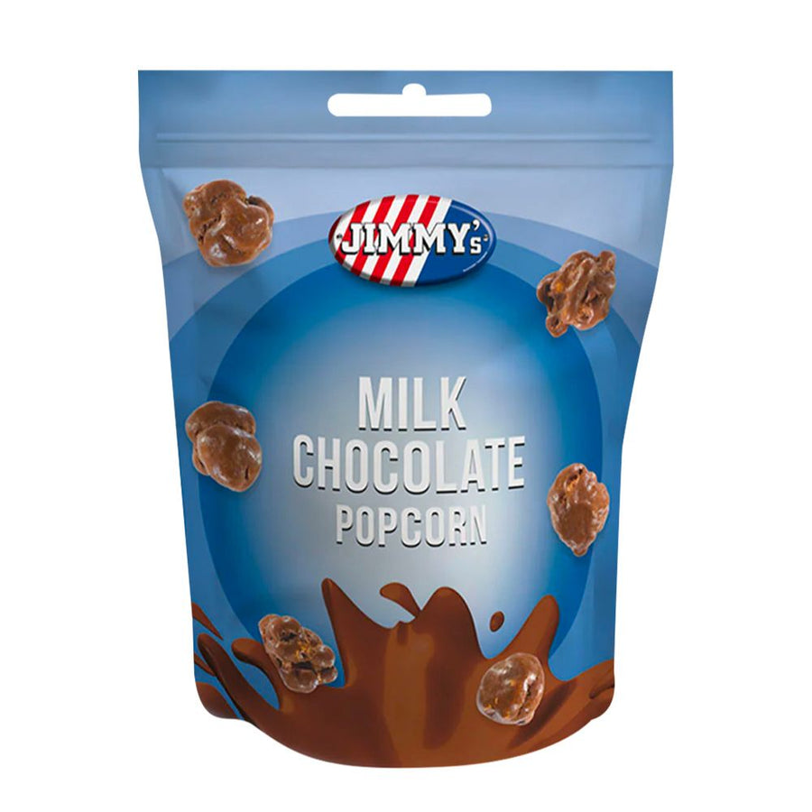 Confezione da 120g, popcorn rivestiti di cioccolato al latte jimmy's.