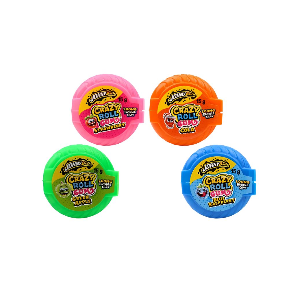 Conezione da 36, gomme da masticare gusti assortiti da 15g Johny Bee.