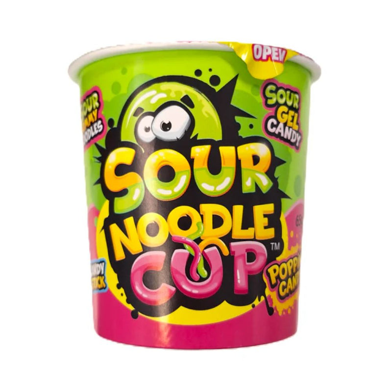 Confezione da 12, Johny Bee Candy Sour Noodle Gel Cup da 65g.
