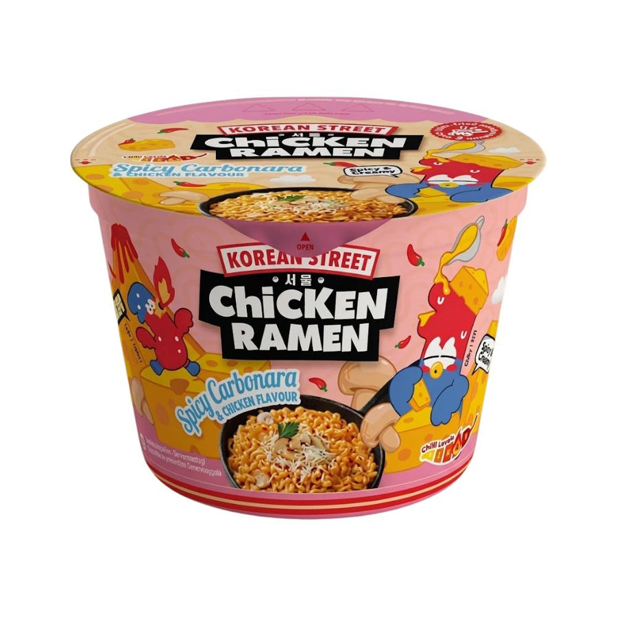 Korean Street Chicken Ramen Spicy Carbonara, noodles piccanti al gusto di carbonara da 106g